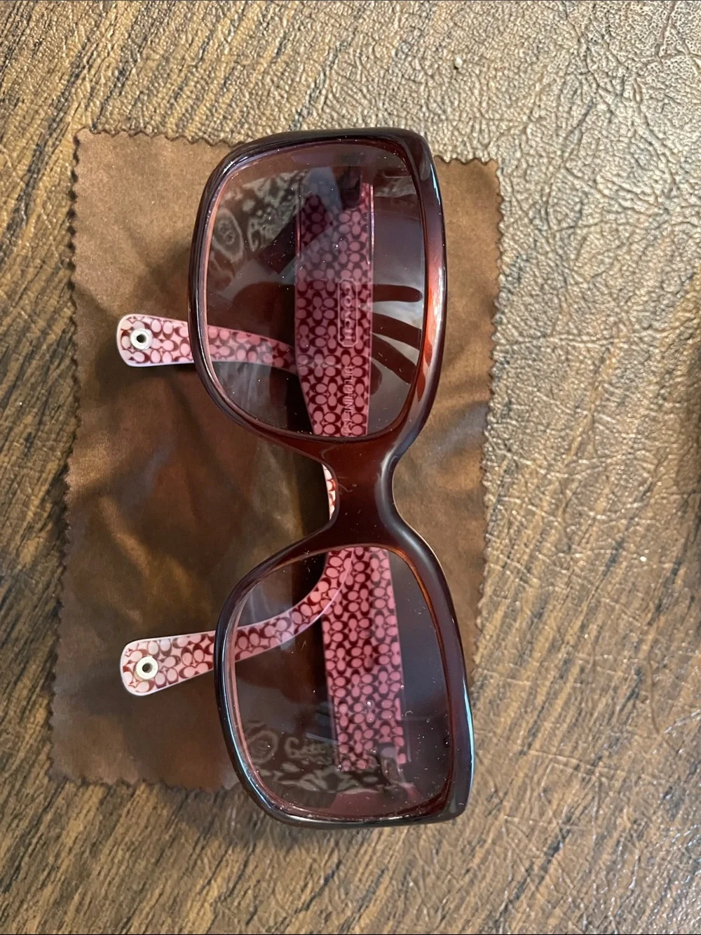 Coach Delphine S443 glasses with Khaki and Brown Signature Sunglasses Case